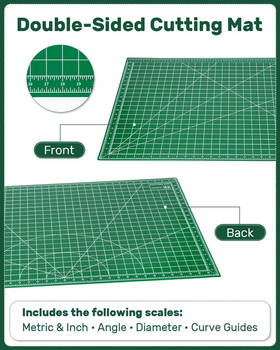 Self Healing Cutting Mat, 23" x 35", Large Double-Sided Rotary Cutting Mat for Sewing, Quilting, Scrapbooking, Fabric & 