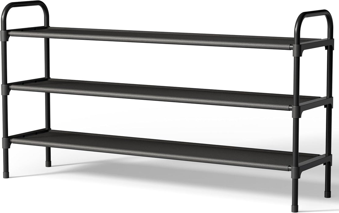 Extra-Long Shoe Rack for Closet, 39.0" Wide - 3 Tier, Black