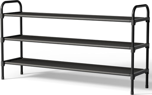 Extra-Long Shoe Rack for Closet, 39.0" Wide - 3 Tier, Black