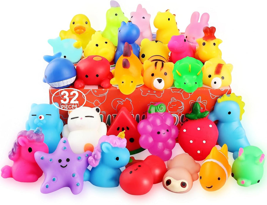 Squishies, 32 Pack Mochi Squishy Toys - Kawaii Cat Squishys Slow Rising Animals - Party Favors, Goodie Bag, Birthday Gif