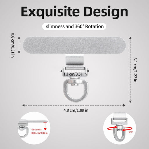 360° Rotating Stainless Steel Phone Tether Tab (3-Pack) - Universal for iPhone & Other Phones (Fits Wristbands/Necklaces