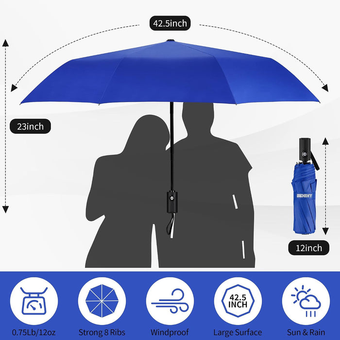 Windproof Travel Umbrella, Automatic Umbrellas for Rain, Portable & Compact Umbrellas for Backpack, Strong UV for Protec