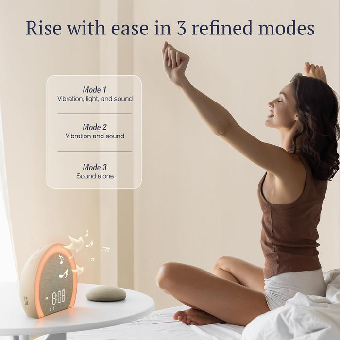 Extra Loud Alarm Clock with Wireless Bed Shaker, Vibrating Dual Alarm with Light Wake Up for Heavy Sleepers & Hearing Impaired, 9-Color Night Light, 8 Sounds, 0-100% Dimmer, USB Charger