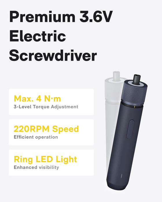 18-Piece Home Tool Kit with Electric Screwdriver & LED, 3 Torque Modes