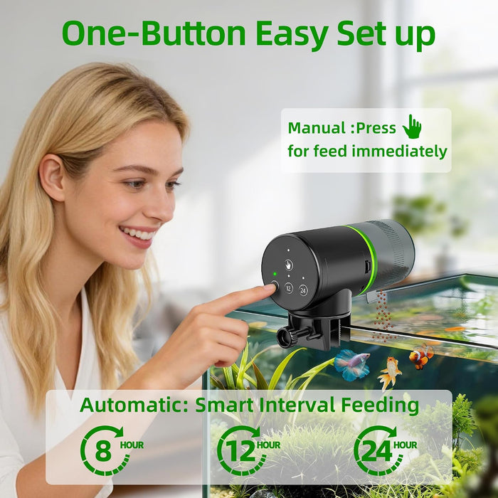 Automatic Fish Feeder for Aquarium: One-Touch Easy Setup & 3 Timers