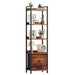 5-Layer Bookshelf, Bookcase with Fabric Drawers, Wooden and Metal Storage Boxes