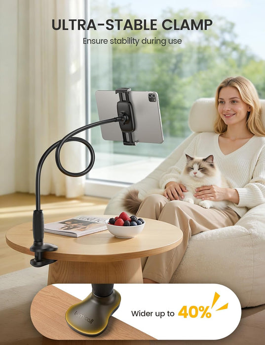 Gooseneck Tablet Holder for Bed, Unique Tapered Flexible Arm