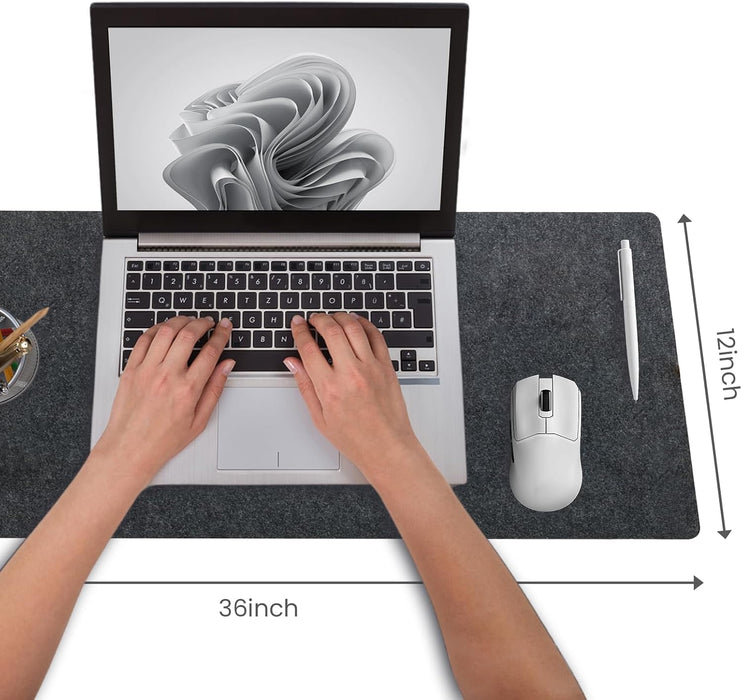 Felt Desk Mat, Computer Mat for Desk, Dark Gray (36x12Inches)