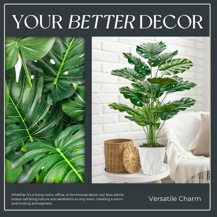 28" Tall Fake Plants, Monstera Plant in White Pot for Office Decor