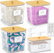 Laundry Pods Storage Container, Clear Acrylic Laundry Room Organization and Storage ,Detergent Powder Container,with Wooden Lids & Labels, 3+1 Pack