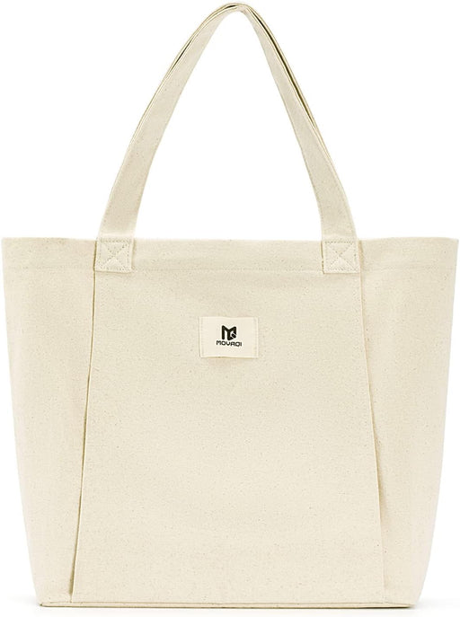 Moyaqi Canvas Tote Bag with Yoga Mat Carrier Pocket Carryall Shoulder Bag for Office, Workout, Pilates, Travel, Beach an