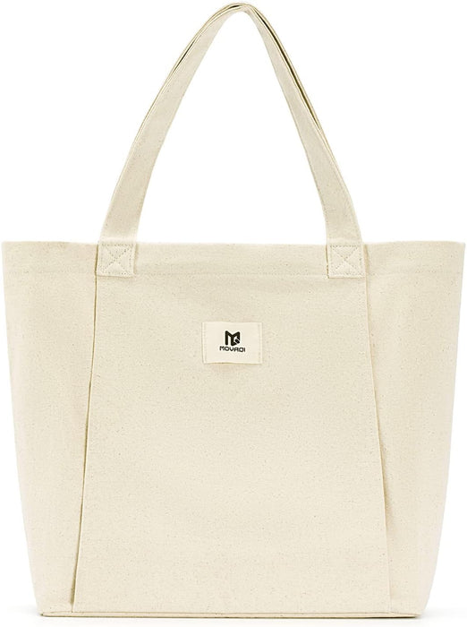 Moyaqi Canvas Tote Bag with Yoga Mat Carrier Pocket Carryall Shoulder Bag for Office, Workout, Pilates, Travel, Beach an