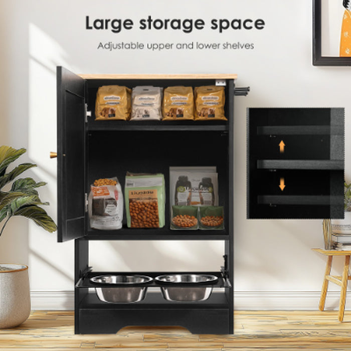 Elevated Pet Feeding Station with Storage