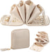 Travel Jewelry Case Organizer, Small Soft Jewellery Pouch -Oatmeal