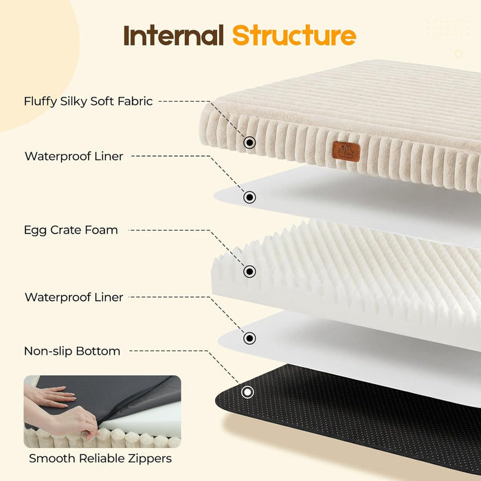 Orthopedic Dog Bed for Large Dog, Waterproof Washable Pet Bed for Crate