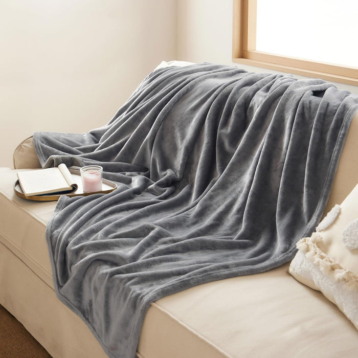Soft Fleece Throw Bed Blanket for Couch Grey - Lightweight Fuzzy Cozy Halloween Decorations Blankets and Throws for Sofa