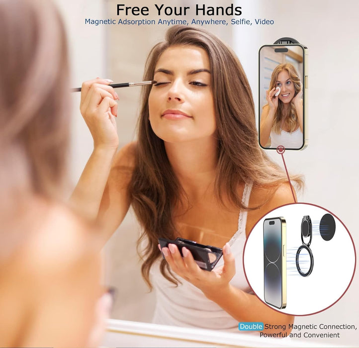 Magnetic Phone Ring Holder with Magsafe, Double Adjustable Gym Finger Ring Grip, Removable Phone Grip, for iPhone, iPad 