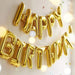 Gold Happy Birthday Balloons Banner Sign Mylar letter Party Decoration