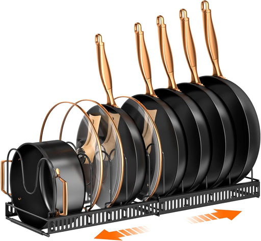 Expandable Pot Pan Lid Organizers inside Cabinet, 10 Divider-Black
