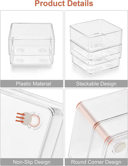 13 PCS Drawer Organizer 5-Size Desk Makeup Drawer Organizer Clear