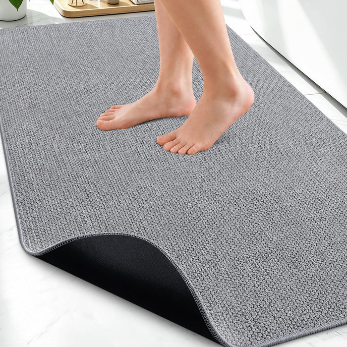 Ultra Thin Bath Mat 30X20, Non Slip Rubber Washable Bathroom Rugs