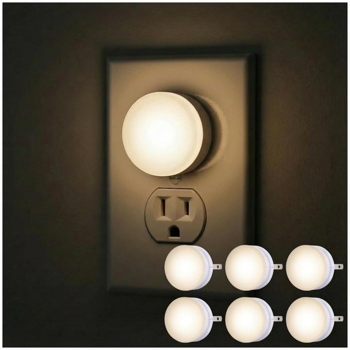 , Mini LED Night Light, Plug-In, Dusk to Dawn Sensor, Warm White, Compact, UL-Certified, Ideal for Bedroom, Bathroom, Nursery, Hallway, Kitchen, 45176, 1 Pack, 6 Count