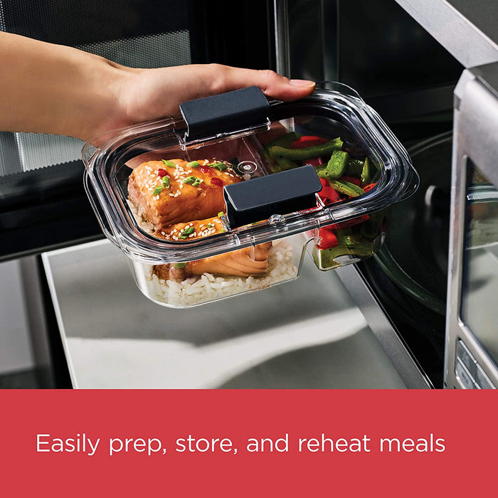 Brilliance Meal Prep Containers, 2-Compartment Food Storage Containers, 2.85 Cup, 5-Pack, BPA-Free, Clear/Grey