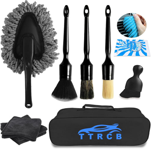 10PCS Car Detailing Cleaning Kit Interior Cleaner, Car Detailing Brushes, Car Duster, Car Cleaning Gel, Microfiber Clean