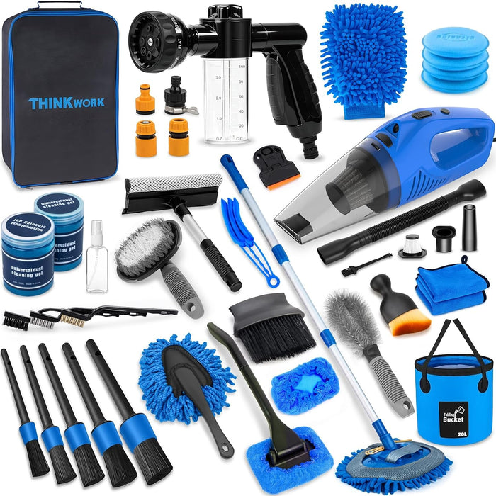 Car Detailing Kit with Foam Gun & Vacuum, 41Pcs Car Cleaning Supplies