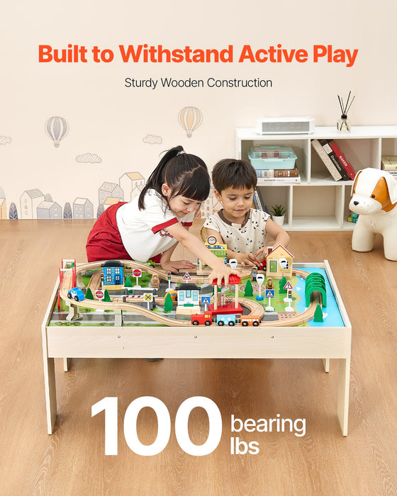 Wooden Train Activity Table with Storage Bin
