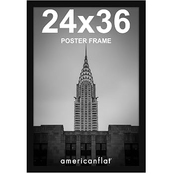 Americanflat 24 by 36 inch black poster frame with polished plexiglass