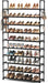 10 Tier Shoe Rack Tall Large Capacity Wide Shoe Organizer with Two Hooks Sturdy Metal Shoe Shelf for Entryway, Closet, B