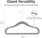 Kids Velvet Non-Slip Space Saving Clothes Hangers with Shoulder Notches, Sturdy Closet Organizer for Baby/Toddler, 11.6", Gray, 30-Pack