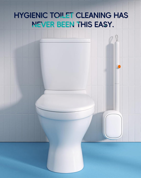 Disposable Toilet Cleaning System - Toilet Brush Kit with 36 High-Performance Refills, Wall Mounted Toilet Brush and Holder for Deep Cleaning Bathroom (2 Toilet Brush+48 Refills)