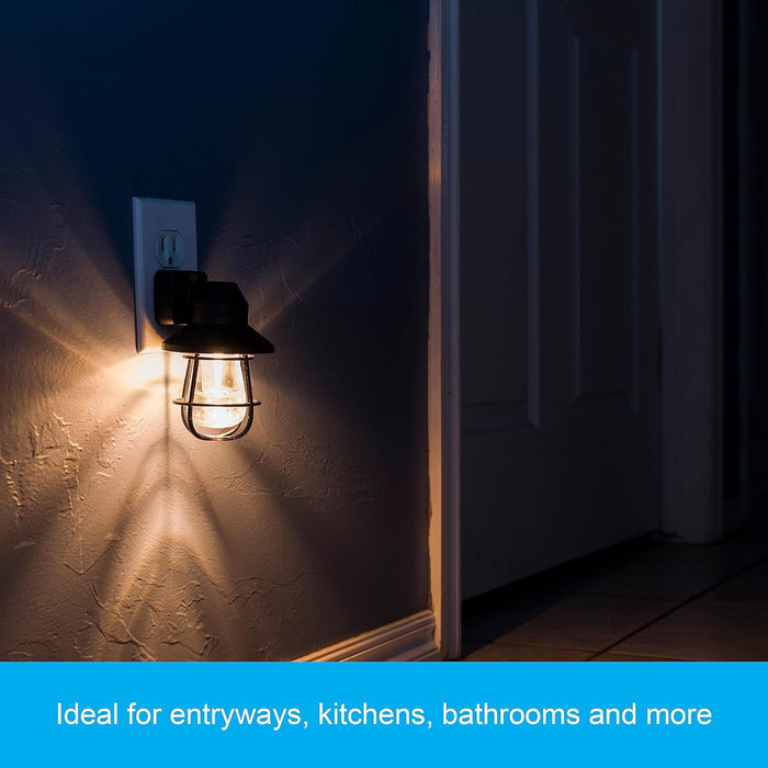 GE Plug in Farmhouse Night Light with Dusk to Dawn Sensor, 2 Pack