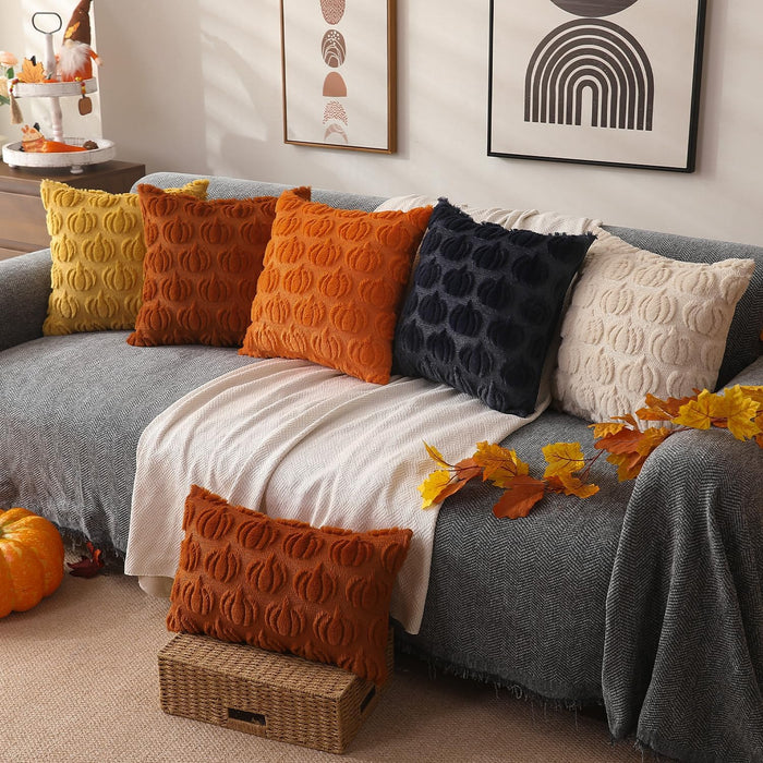 Fall Pillow Covers 18x18 2Pcs Rust Pumpkin Fall Decorations for Home