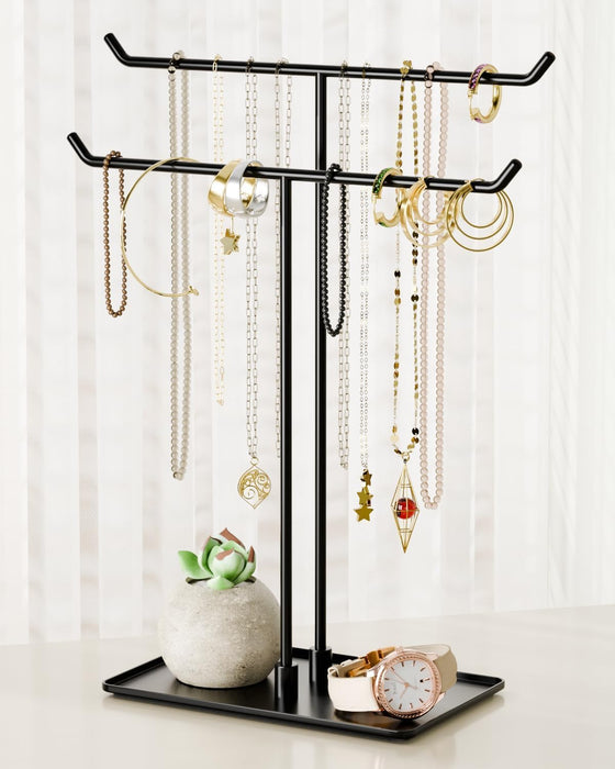 Necklace Holder Stand,Metal Jewelry Organizer for Home Decor,Black