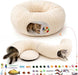 Cat Tunnel Bed with 40 Pcs Interactive Cat Toys, White