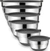 Mixing Bowls with Airtight Lids，6 Piece Stainless Steel Metal Nesting Storage Bowls, Non-Slip Bottoms Size 7, 3.5, 2.5, 2.0,1.5, 1QT, Great for Mixing & Serving(Black)