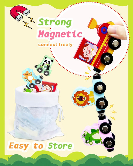 11 Pcs Magnetic Train Set Montessori Toy for Toddler, Animal Birthday Gifts