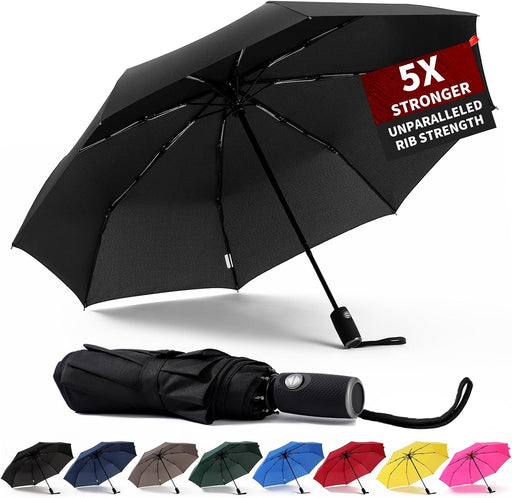 Windproof Travel Umbrella, Auto Open Close Lightweight Compact Portable Backpack Folding Umbrella, Perfect for Car, Purs