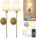 Battery Operated Wall Sconces Set of Two,Gold Sconces Wall Decor