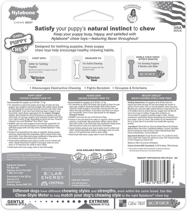 New Puppy Starter Kit, Puppy Teething Toys, 3 Pack, Blue