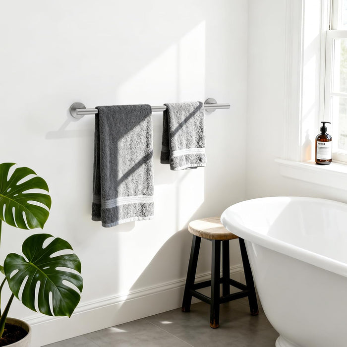Brushed Nickel Towel Bar, 24 Inch Bathroom Towel Rack Modern Bathroom Decor