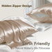 Silk Pillow Cases Standard Size with Hidden Zipper, Champagne