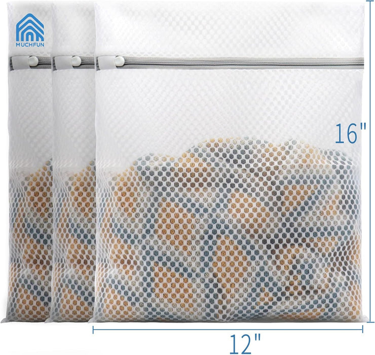 3Pcs Durable Honeycomb Mesh Laundry Bags for Delicates 12x16 Inches