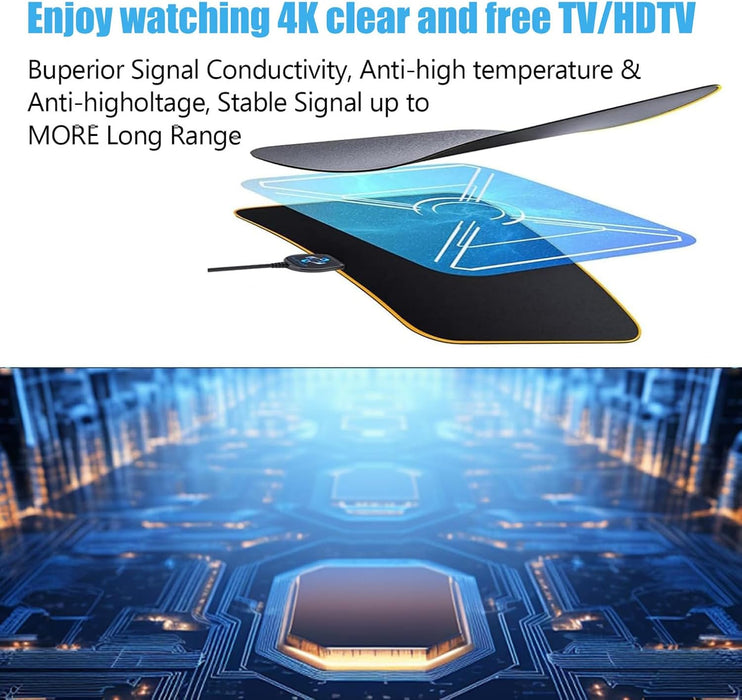 Digital Antenna for Smart TV Indoor,360°Reception,Support 4K 1080p, Antennas for Local Channels,Detachable Signal Amplifier-Signal Booster,10ft Coaxial HDTV Cable, Portable HD TV Antenna