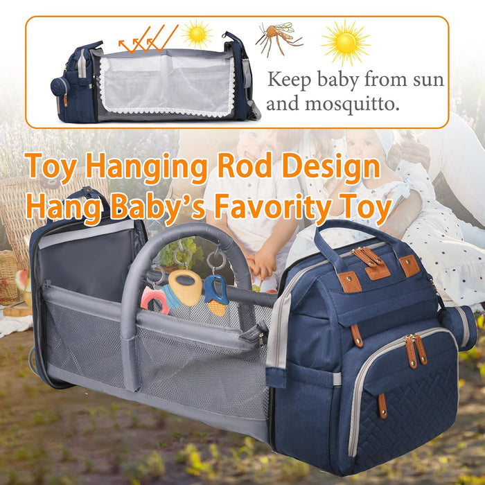 Baby Diaper Bag with Changing Station, Waterproof Diaper Bag Backpack for Moms Dads with USB Charging Port, Baby Shower 