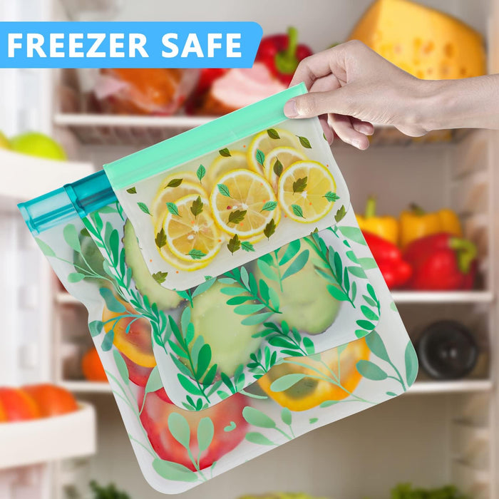 10 Pack Dishwasher Safe Reusable PEVA Food Storage Bags, Leak proof Reusable Freezer Bags for Food Storage Home Organiza