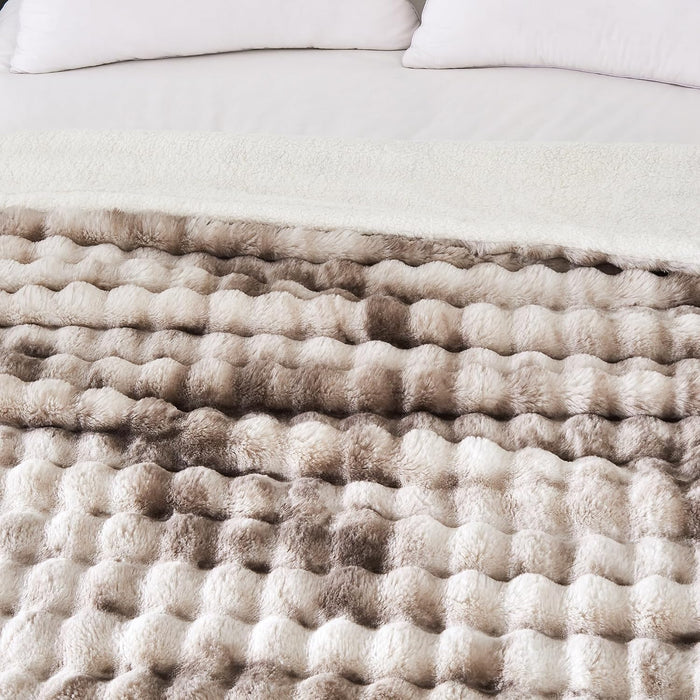 50"x60" Ultra-Soft Fuzzy Faux Fur Throw Blanket, Brown Tie Dye
